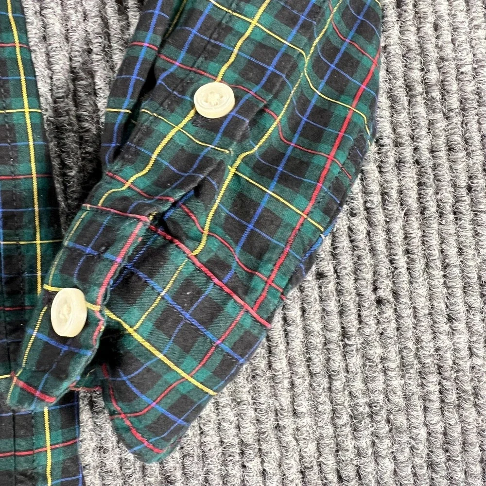 Ralph Lauren Youth Boys Shirt Size 6 Green Plaid Long Sleeve Button Down Stretch